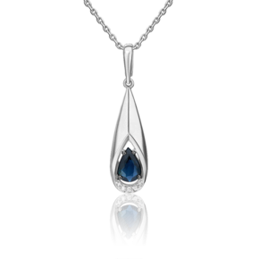 Подвеска из белого золота с сапфиром и бриллиантами 03-3456-00-105-1120