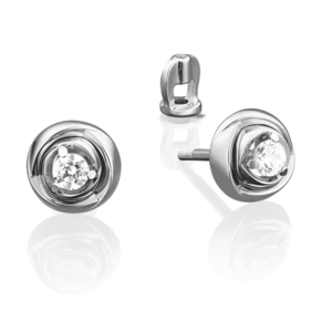 Серьги-пусеты «Бутоны» из белого золота с бриллиантом 02-3931-00-101-1120-30