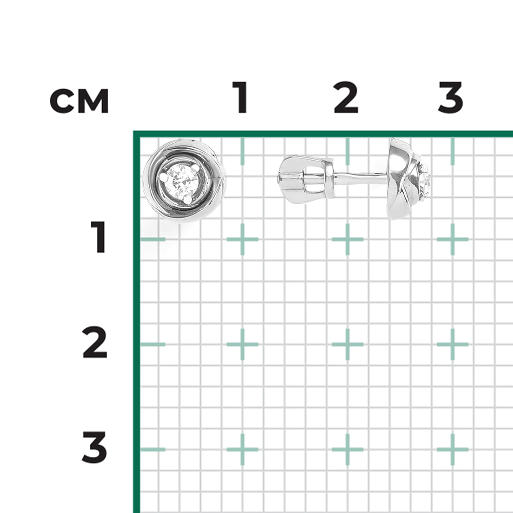 Серьги-пусеты «Бутоны» из белого золота с бриллиантом 02-3931-00-101-1120-30