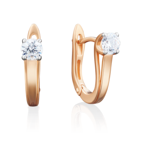 Серьги с английским замком из красного золота с бриллиантом 02-3932-00-101-1110-30