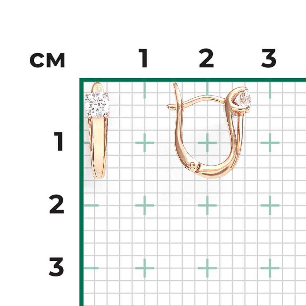 Серьги с английским замком из красного золота с бриллиантом 02-3932-00-101-1110-30