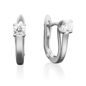 Серьги с английским замком из белого золота с бриллиантом 02-3932-00-101-1120-30