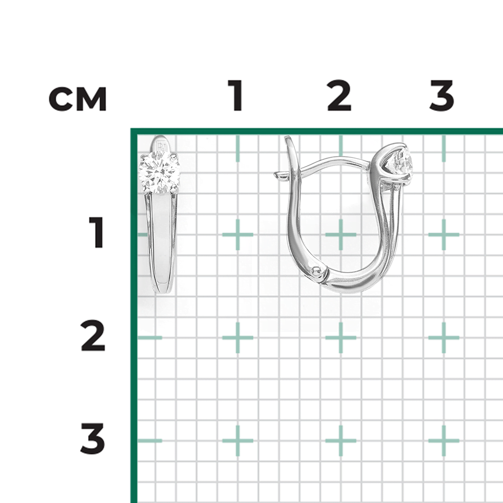 Серьги с английским замком из белого золота с бриллиантом 02-3932-00-101-1120-30