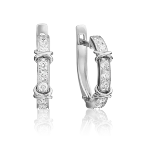 Серьги с английским замком из белого золота с фианитами 02-4541-00-401-1120