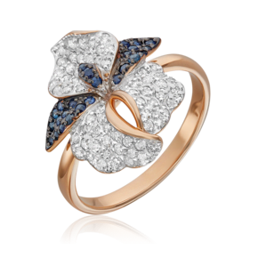 Кольцо «Ирис» из красного золота с бриллиантами и сапфирами 01-1384-01-105-1110-30
