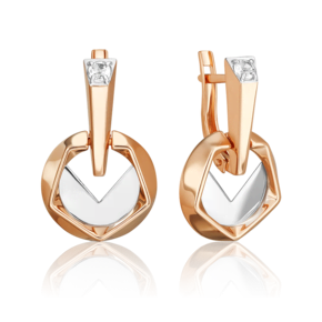 Серьги с английским замком из комбинированного золота с натуральным топазом white 02-5044-00-201-1111