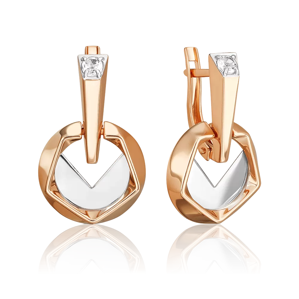 Серьги с английским замком из комбинированного золота с натуральным топазом white 02-5044-00-201-1111