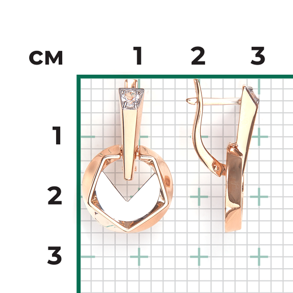 Серьги с английским замком из комбинированного золота с натуральным топазом white 02-5044-00-201-1111