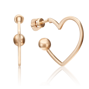 Серьги-пусеты «Сердца» из красного золота 02-4491-00-000-1110-02