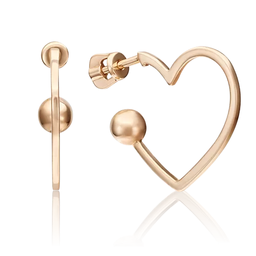Серьги-пусеты «Сердца» из красного золота 02-4491-00-000-1110-02