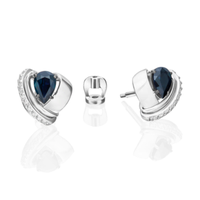 Серьги-пусеты из белого золота с сапфиром и бриллиантами 02-5205-00-105-1120