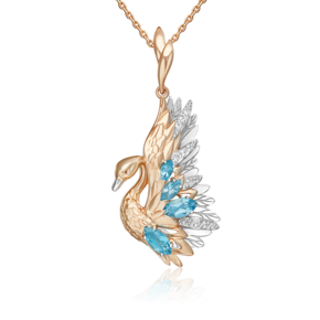 Подвеска «Лебедь» из комбинированного золота с топазами и натуральными топазами white 03-3503-00-201-1111