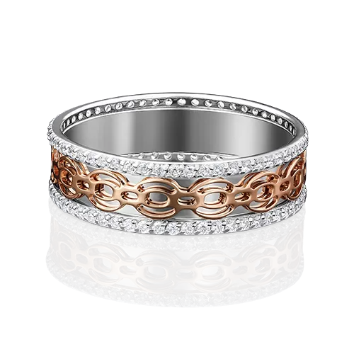 Обручальное кольцо из комбинированного золота с фианитами 01-4783-00-401-1111-50