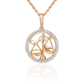 Подвеска «Знак зодиака Весы» из красного золота с фианитами 03-3641-06-401-1110