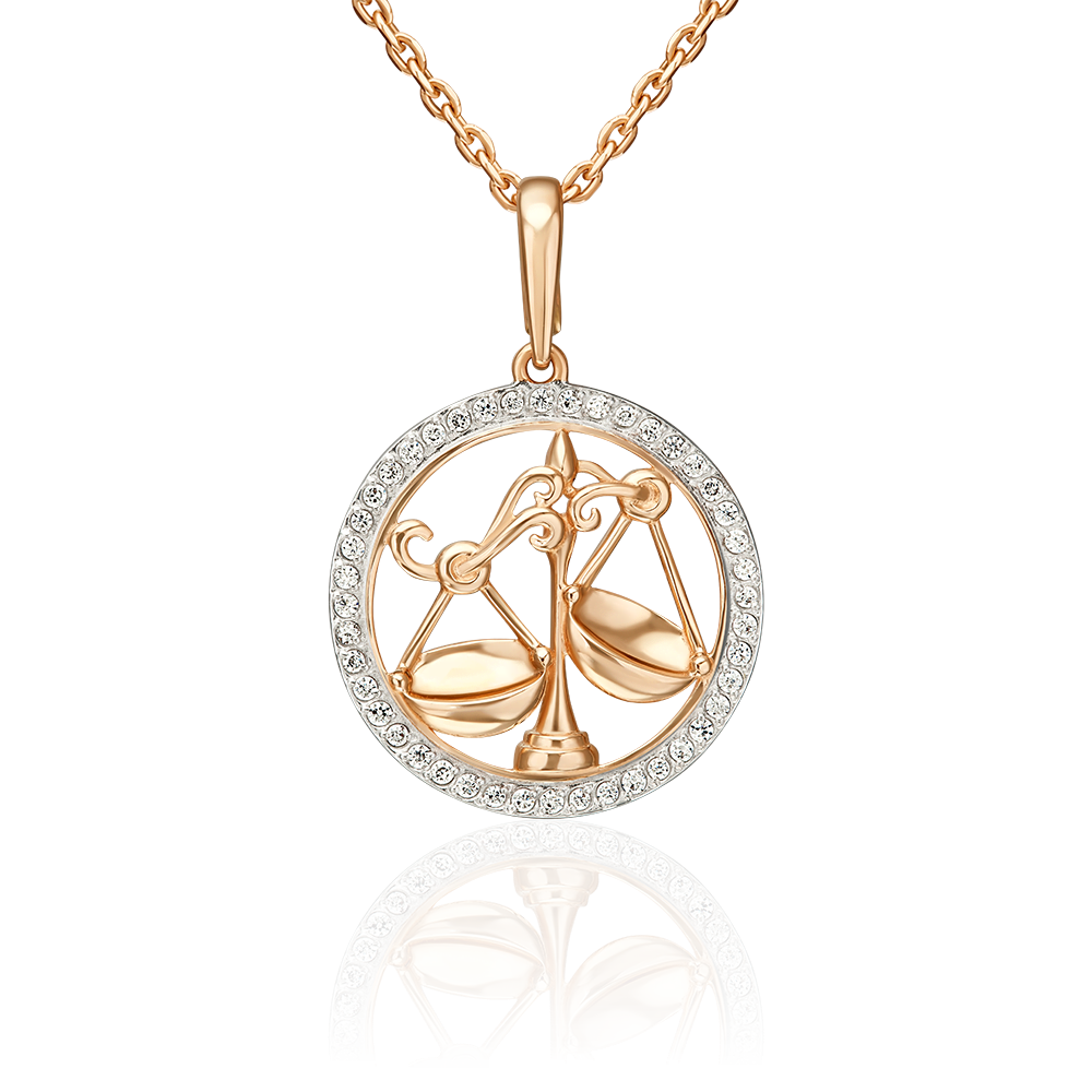 Подвеска «Знак зодиака Весы» из красного золота с фианитами 03-3641-06-401-1110