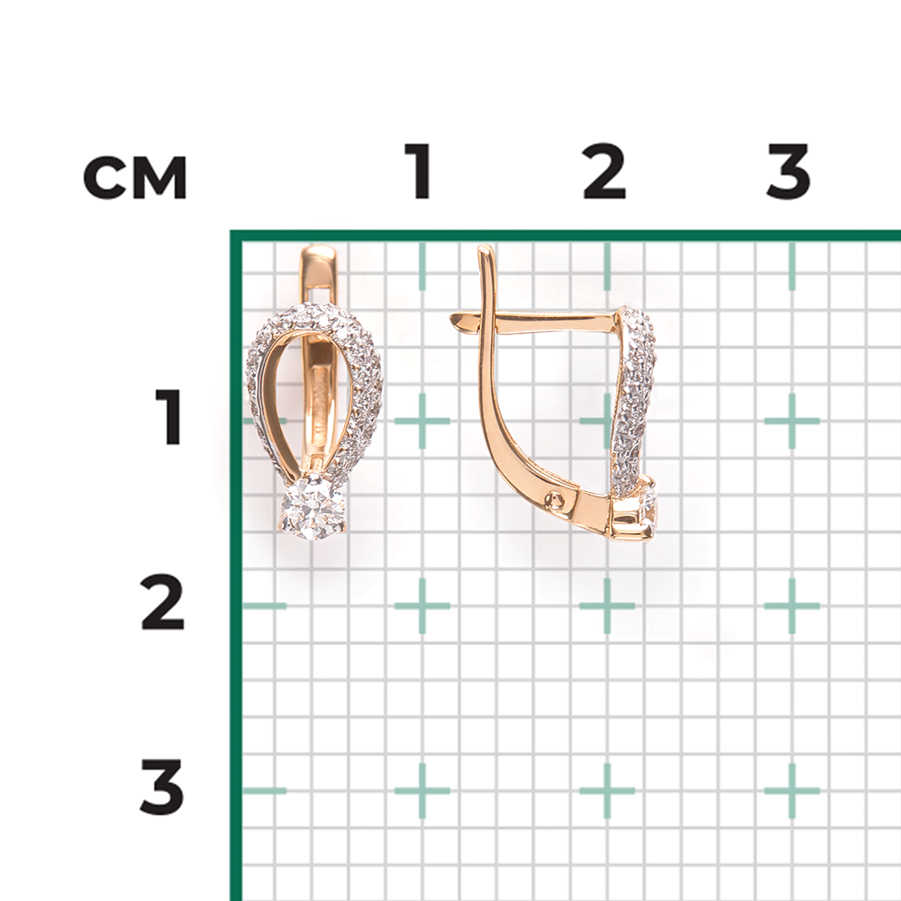 Серьги с английским замком из красного золота с бриллиантами 02-0325-00-101-1110-30