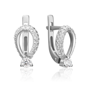 Серьги с английским замком из белого золота с бриллиантами 02-0326-00-101-1120-30
