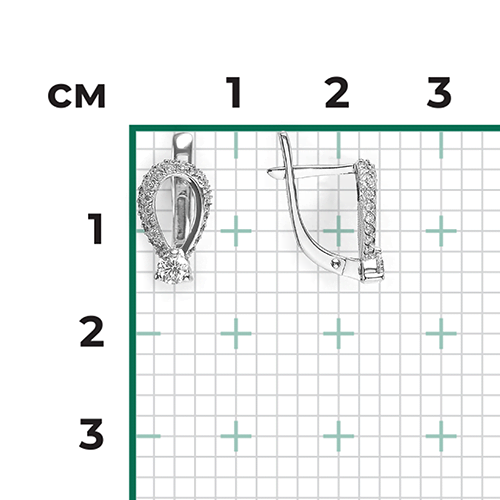Серьги с английским замком из белого золота с бриллиантами 02-0326-00-101-1120-30