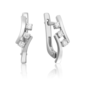 Серьги с английским замком из белого золота с бриллиантами 02-0328-00-101-1120-30