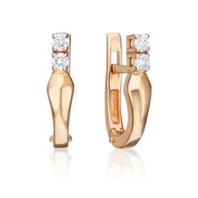 Серьги с английским замком из красного золота с бриллиантами 02-0329-00-101-1110-30