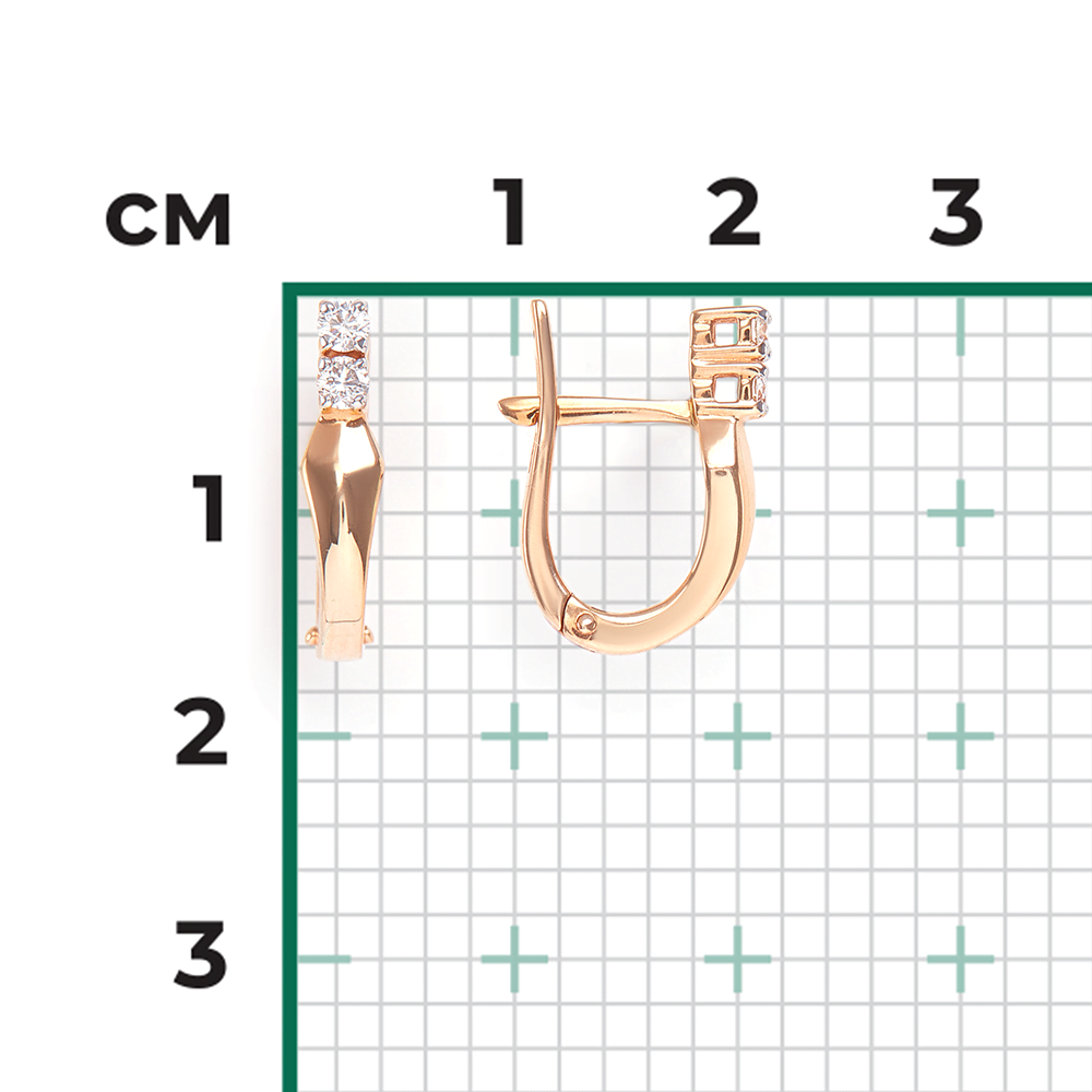 Серьги с английским замком из красного золота с бриллиантами 02-0329-00-101-1110-30