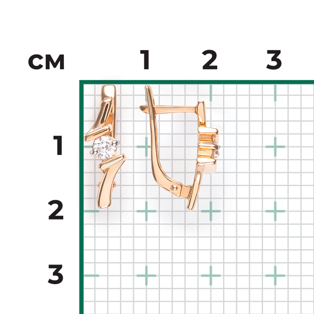 Серьги с английским замком из красного золота с бриллиантом 02-0331-00-101-1110-30