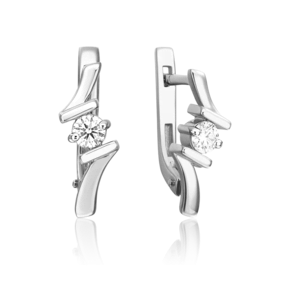 Серьги с английским замком из белого золота с бриллиантом 02-0332-00-101-1120-30