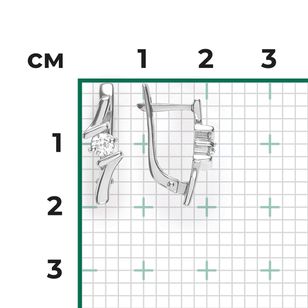 Серьги с английским замком из белого золота с бриллиантом 02-0332-00-101-1120-30
