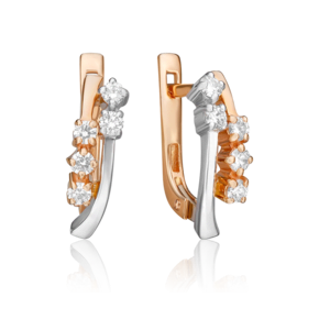 Серьги с английским замком из комбинированного золота с бриллиантами 02-0333-00-101-1111-30