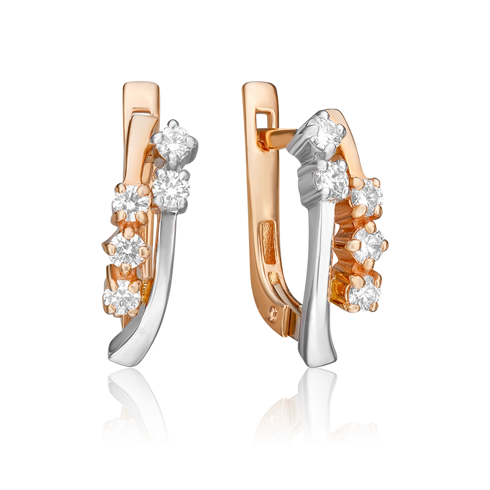 Серьги с английским замком из комбинированного золота с бриллиантами 02-0333-00-101-1111-30