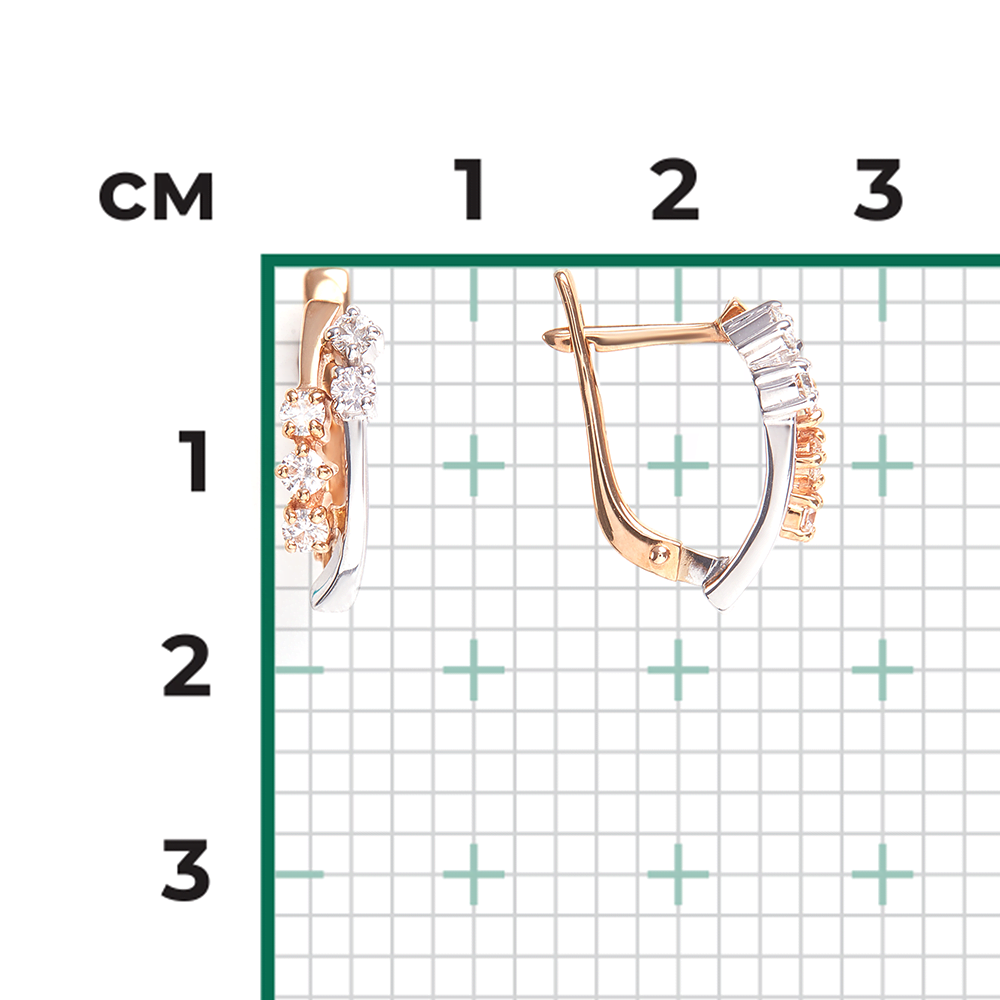 Серьги с английским замком из комбинированного золота с бриллиантами 02-0333-00-101-1111-30
