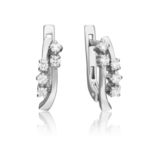 Серьги с английским замком из белого золота с бриллиантами