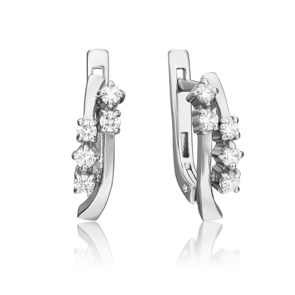 Серьги с английским замком из белого золота с бриллиантами 02-0334-00-101-1120-30