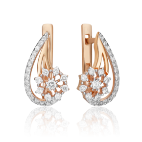 Серьги с английским замком из красного золота с бриллиантами 02-0335-00-101-1110-30