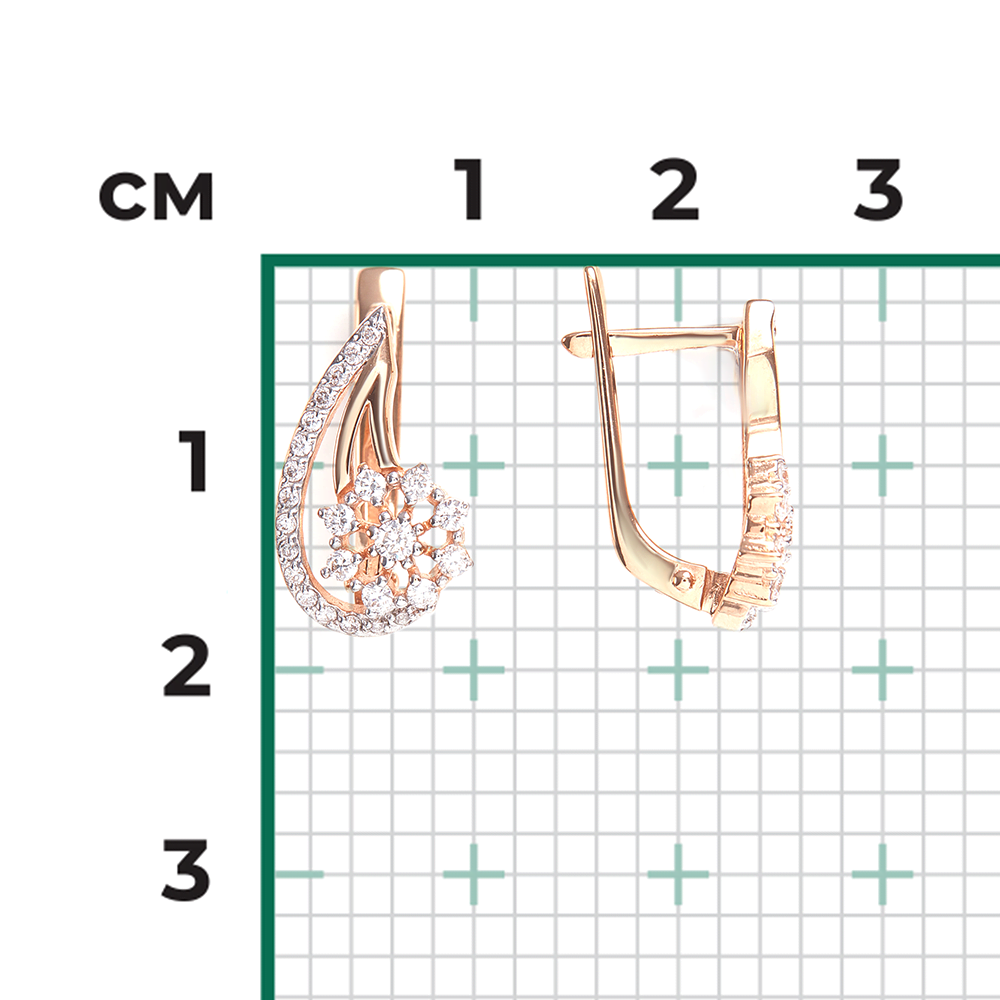 Серьги с английским замком из красного золота с бриллиантами 02-0335-00-101-1110-30