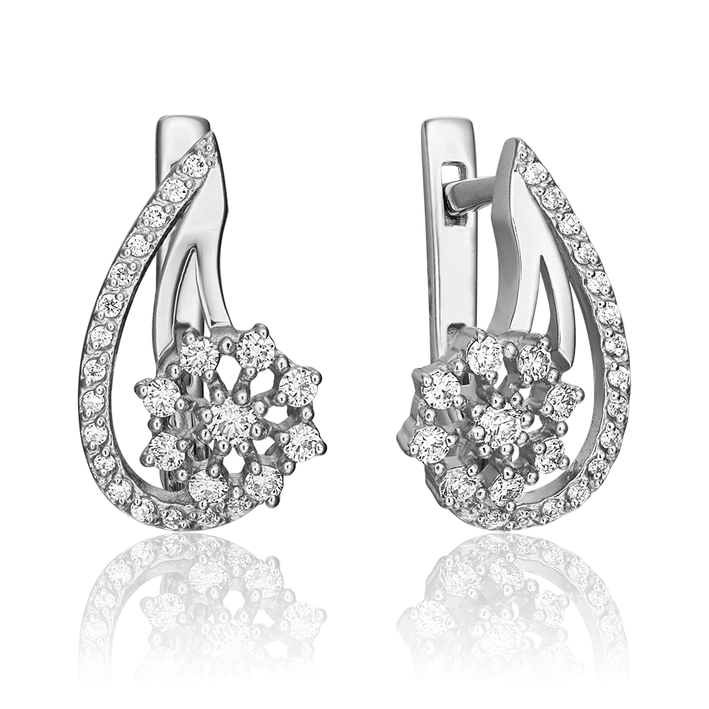 Серьги с английским замком из белого золота с бриллиантами 02-0336-00-101-1120-30