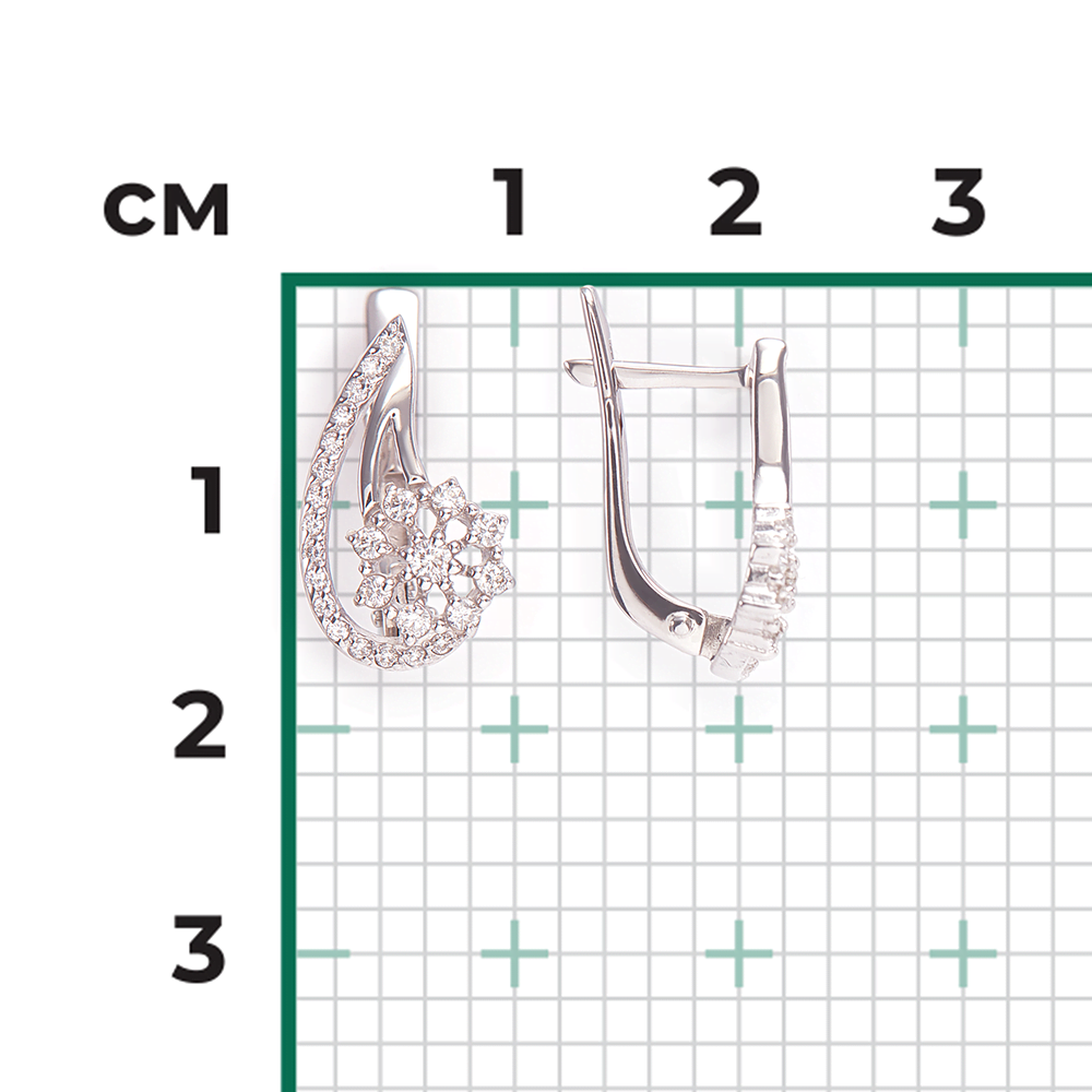 Серьги с английским замком из белого золота с бриллиантами 02-0336-00-101-1120-30