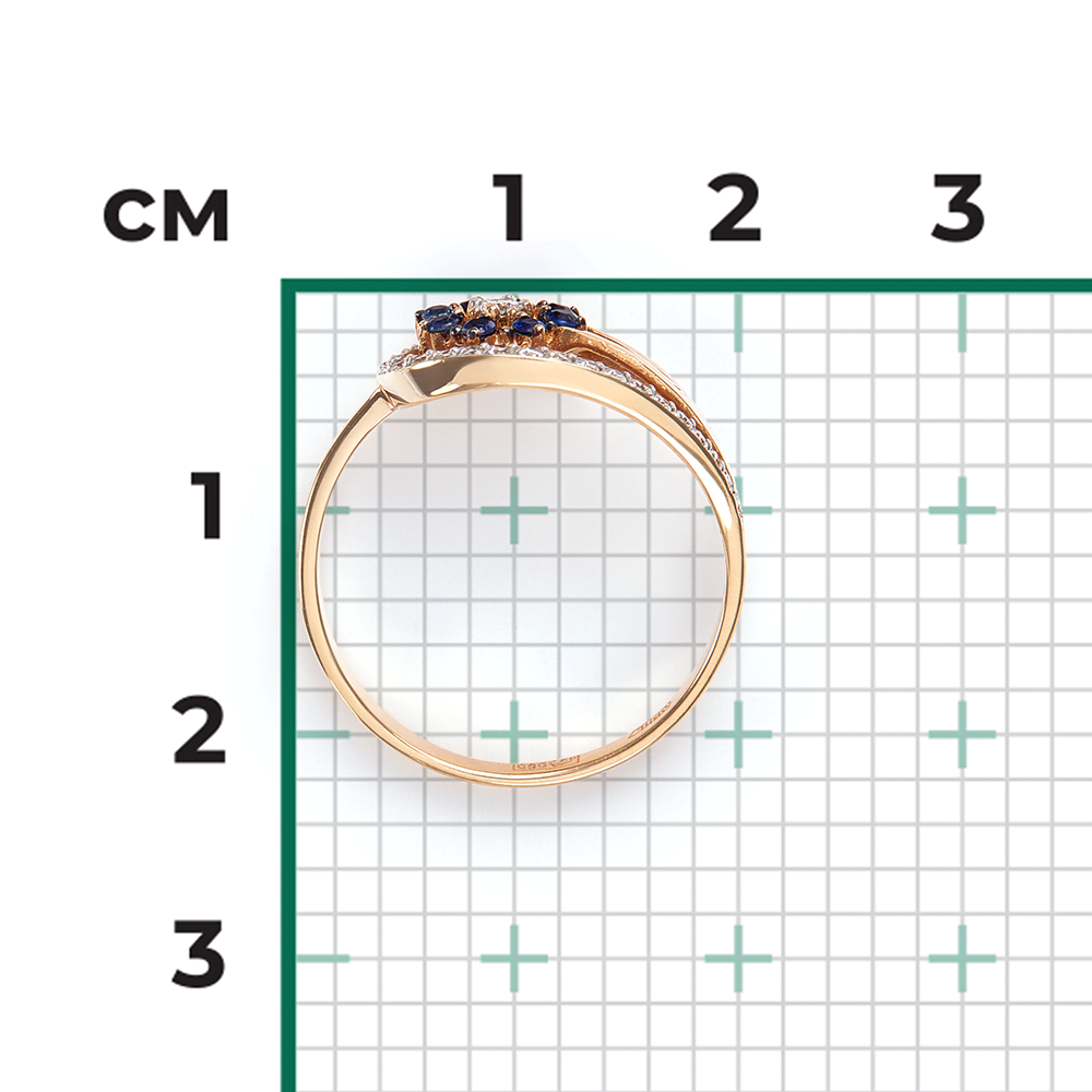 Кольцо из красного золота с бриллиантами и сапфирами 01-0652-00-105-1110-30