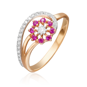 Кольцо из красного золота с бриллиантами и рубинами 01-0652-00-107-1110-30