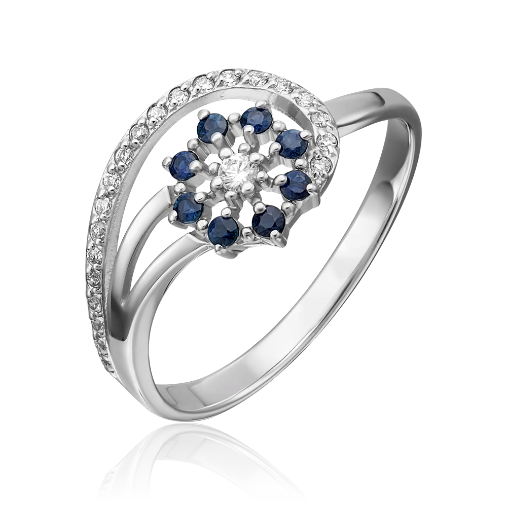 Кольцо из белого золота с бриллиантами и сапфирами 01-0653-00-105-1120-30