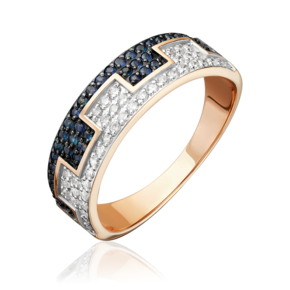 Кольцо из красного золота с бриллиантами и сапфирами 01-0656-00-105-1110-30
