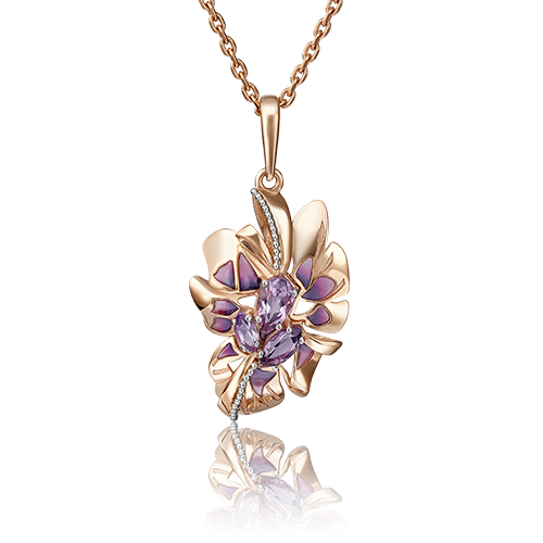 Подвеска из красного золота с аметистами и эмалью 03-2811-00-203-1110-57