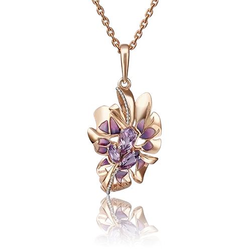 Подвеска из красного золота с аметистами и эмалью 03-2811-00-203-1110-57