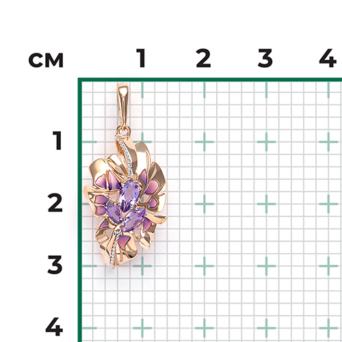 Подвеска из красного золота с аметистами и эмалью 03-2811-00-203-1110-57