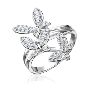 Кольцо «Бабочки» из серебра с фианитами 01-4417-00-401-0200