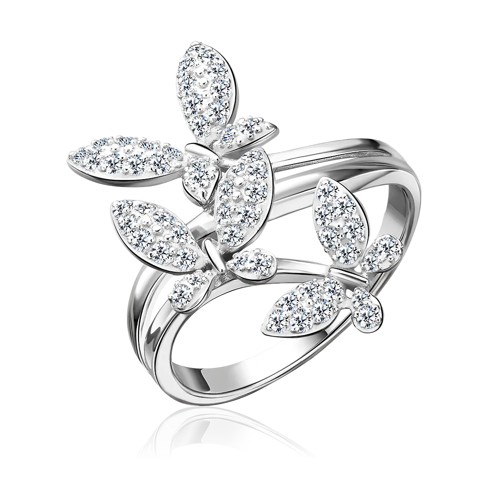 Кольцо «Бабочки» из серебра с фианитами 01-4417-00-401-0200