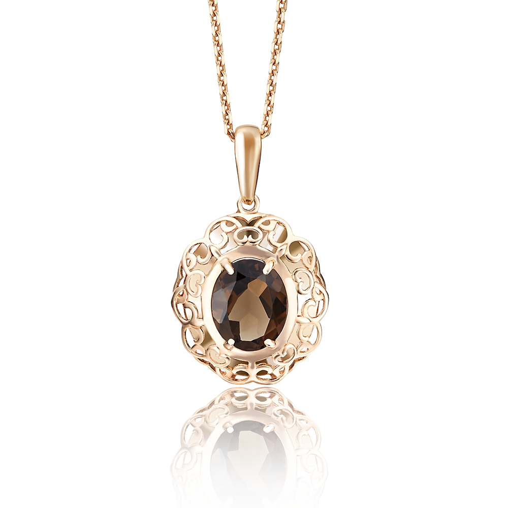 Подвеска из красного золота с кварцем дымчатым 03-2474-00-202-1110-46