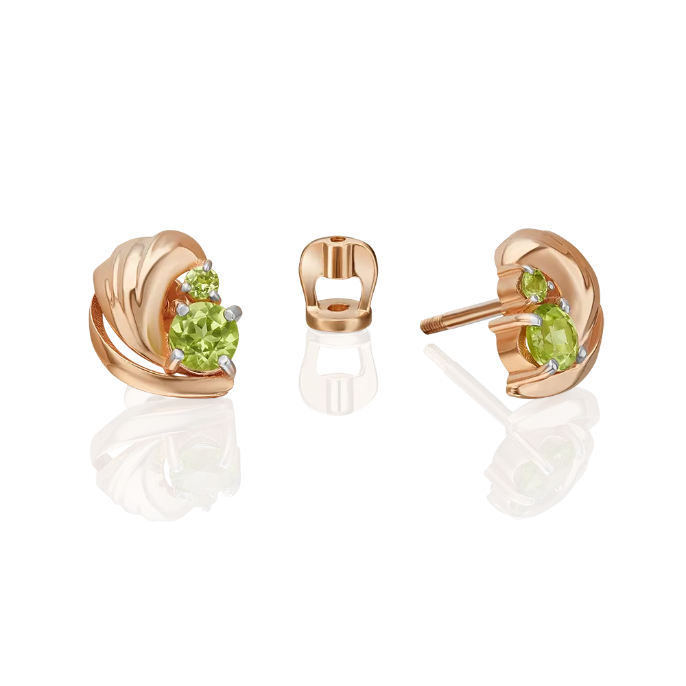 Серьги «Стихия Земли» из красного золота с хризолитами 02-5177-00-205-1110