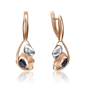 Серьги с английским замком из красного золота с сапфиром 02-4214-00-102-1110-30