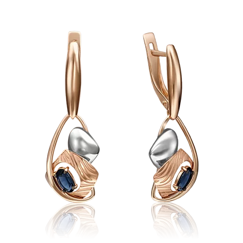 Серьги с английским замком из красного золота с сапфиром 02-4214-00-102-1110-30